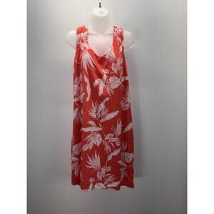 Old Navy Womens Lined Halter Dress Twist Back Orange White Tropical Floral XXL